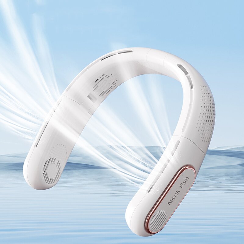 Bladeless Neck Fan - Hanging Foldable USB Rechargeable LED Display Silent Mini Fan