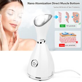 Nano Ionic Facial Steamer - Portable Handheld Hydrating Nasal Cleansing Salon Home Use