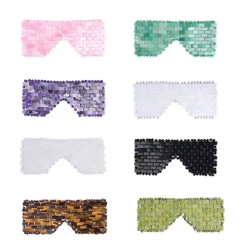 Rose Quartz Eye Mask - Luxury Natural Crystal Cooling Face Jade Stone Beauty Tool