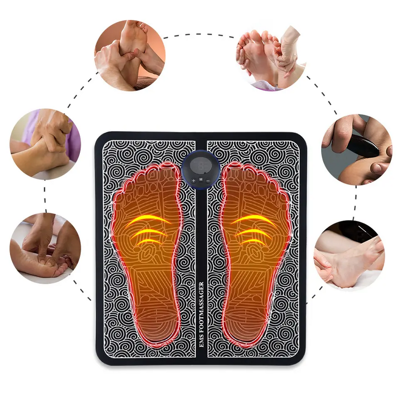 EMS Foot Massager Pad - Electric Vibration Fitness Rechargeable Home Use Massage Tool