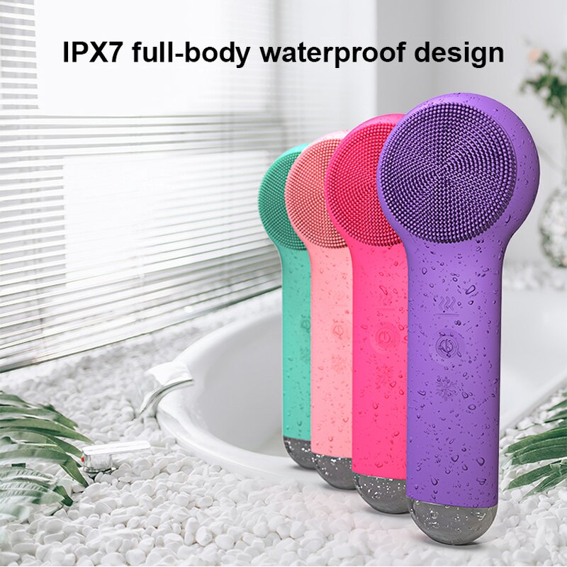 Silicone Facial Cleansing Brush - Ice and Hot Electric Face Massager Scrubber Tool