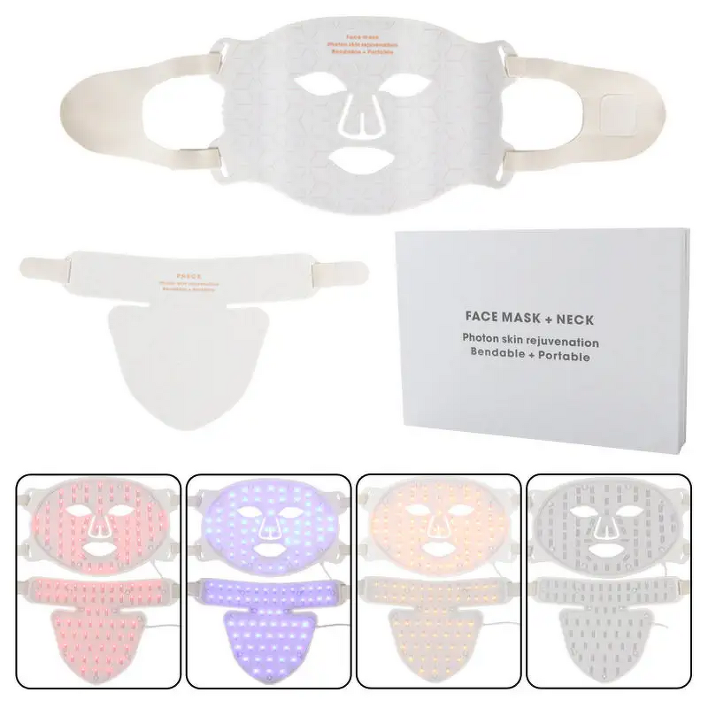 Silicone LED Facial Mask - Professional Red Nir Color Light Therapy Soft Silicone Tool