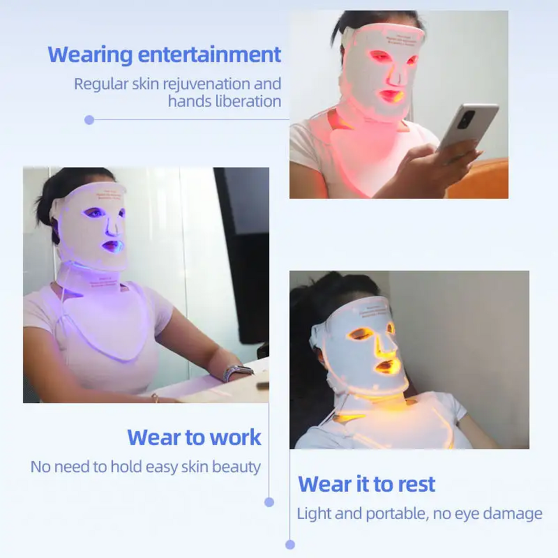 Silicone LED Facial Mask - Professional Red Nir Color Light Therapy Soft Silicone Tool