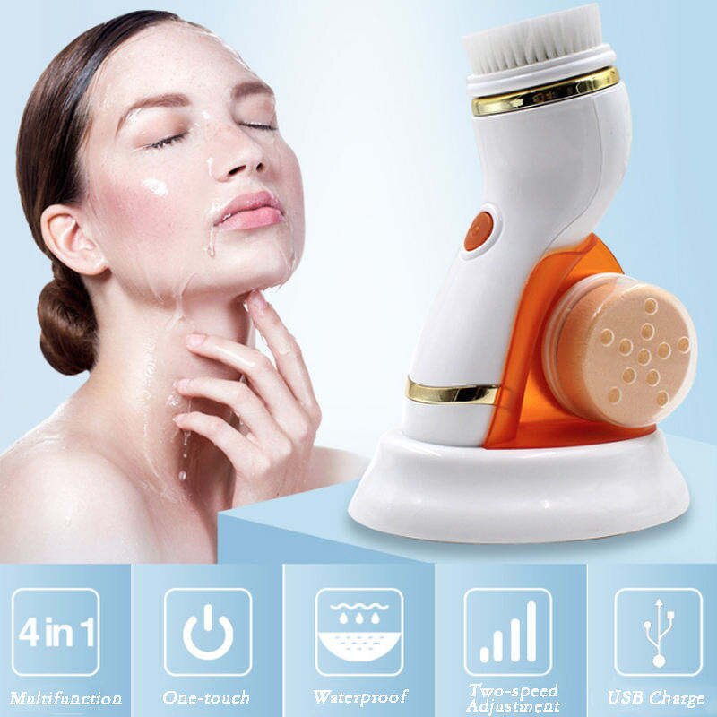 Electric Facial Cleansing Brush - Portable Waterproof Multi-Function Spa Washing System