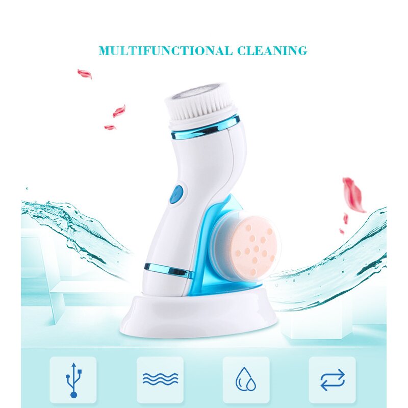 Facial Cleansing Brush - 2023 Waterproof Portable Multi-Function Electric Face Tool