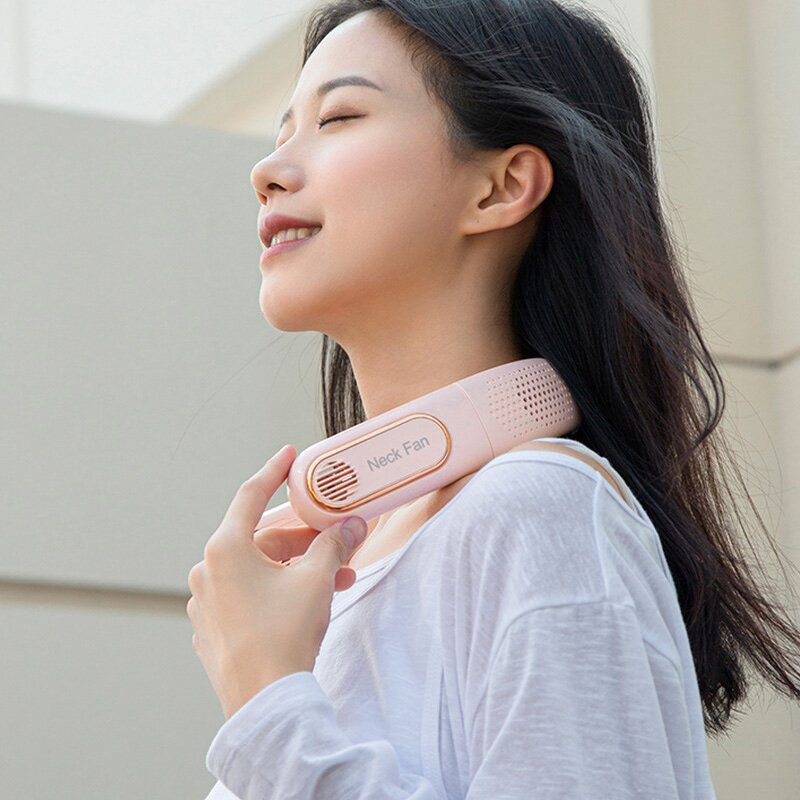 Bladeless Neck Fan - Hanging Foldable USB Rechargeable LED Display Silent Mini Fan