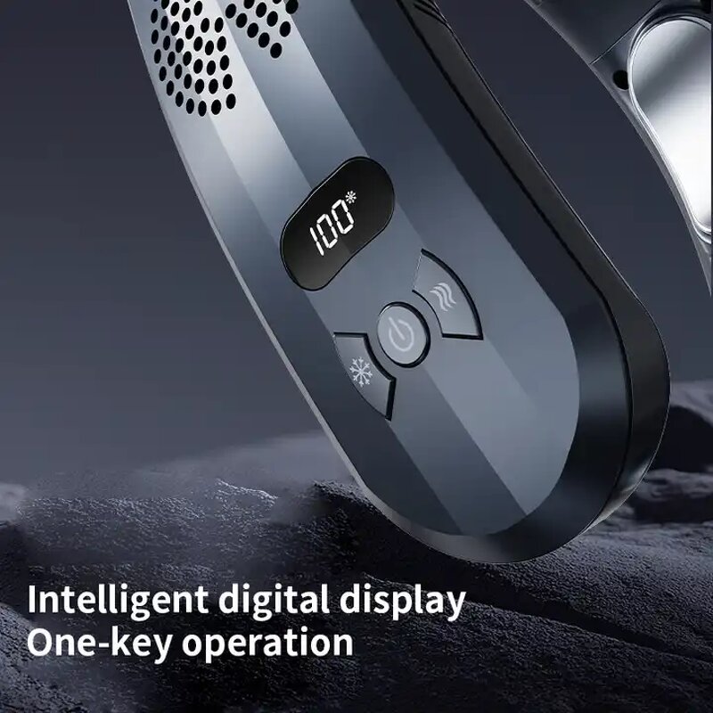 Heated Neck Fan - 6000mAh Portable Hanging Cooling Heating Digital Display USB Tool