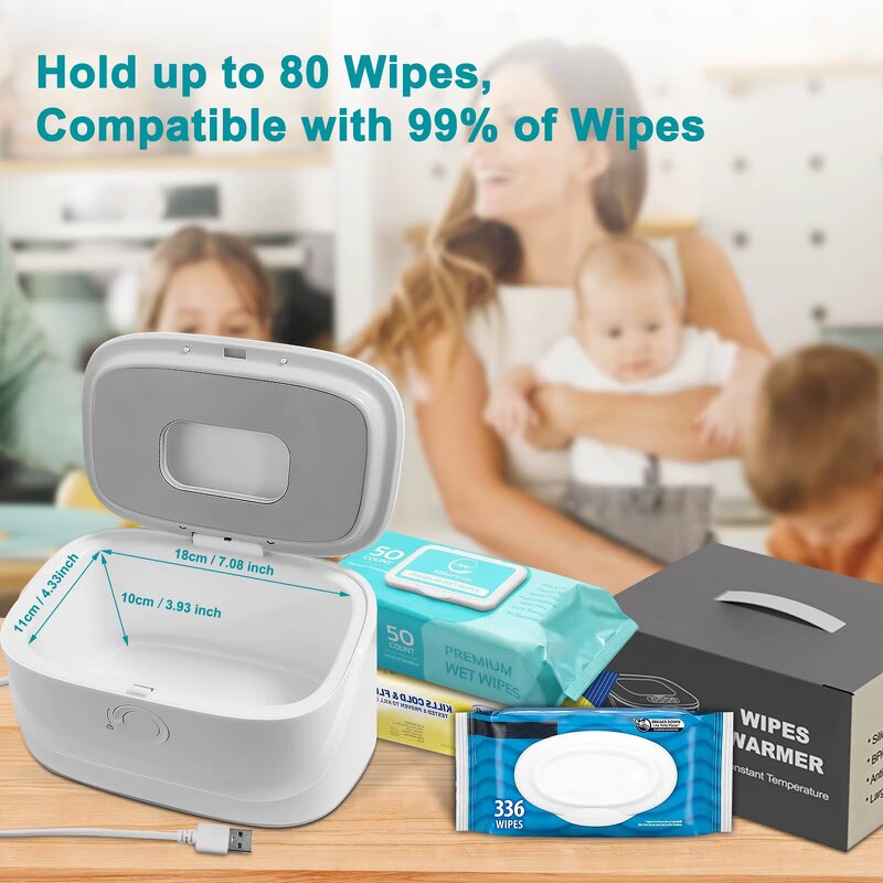Baby Wipe Warmer - Large Capacity 3 Temperature 3 Brightness Night Light Heating Tool