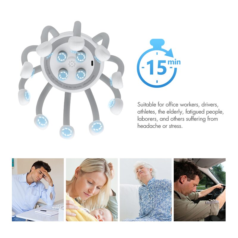 Octopus Head Massager - Home Use Electric Rechargeable Vibrating Scalp Massage Tool