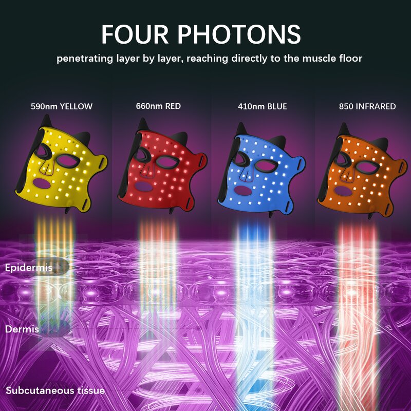 Black LED Face Mask - Home Skin Care Red Light Therapy Acne Treatment Beauty Tool