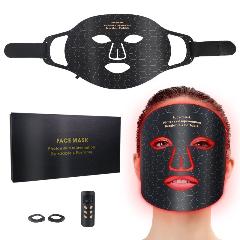 Silicone LED Facial Mask - Portable Red Light Therapy Beauty Face Skin Care Device