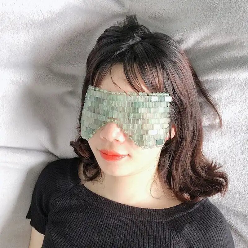 Rose Quartz Eye Mask - Luxury Natural Crystal Cooling Face Jade Stone Beauty Tool