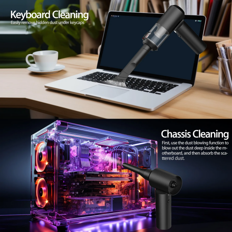 Mini Car Vacuum - Cordless 95W Rechargeable Wet Dry Portable Cleaning Machine