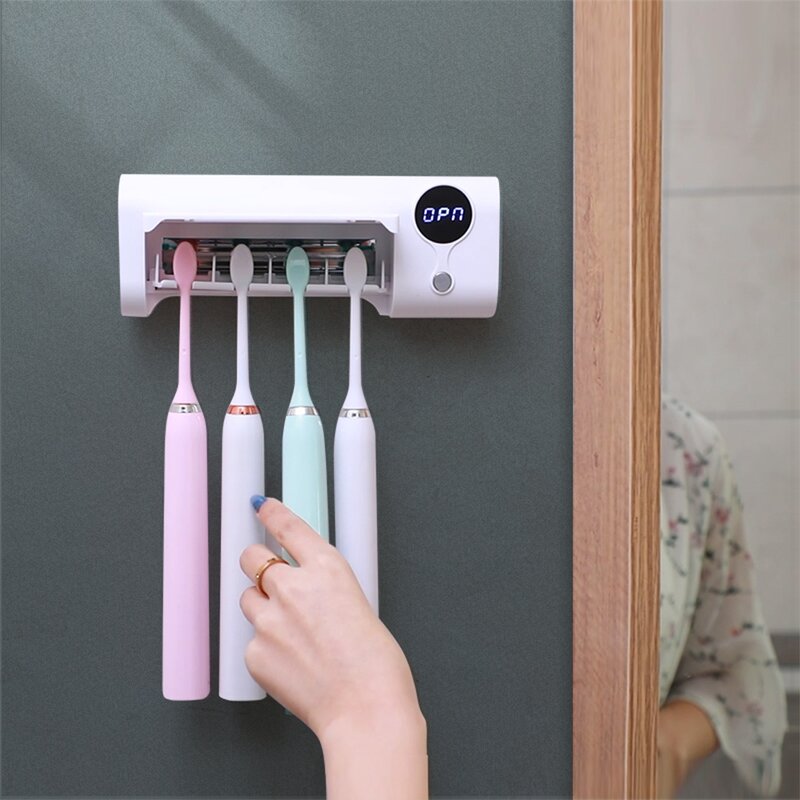 UV Toothbrush Sanitizer - Wall Mounted Light Holder Electric Toothbrush Sterilizer Box