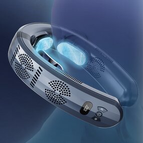 Heated Neck Fan - 6000mAh Portable Hanging Cooling Heating Digital Display USB Tool