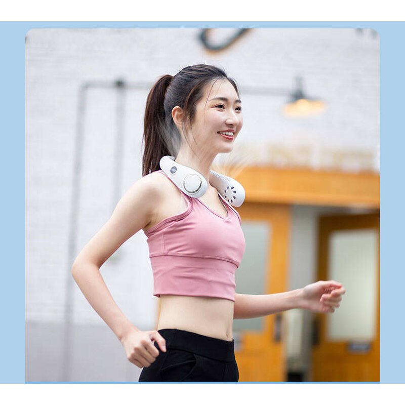 3 Speed Neck Fan - USB Charging Mini Silent Lazy Sports Leafless Electric Fan