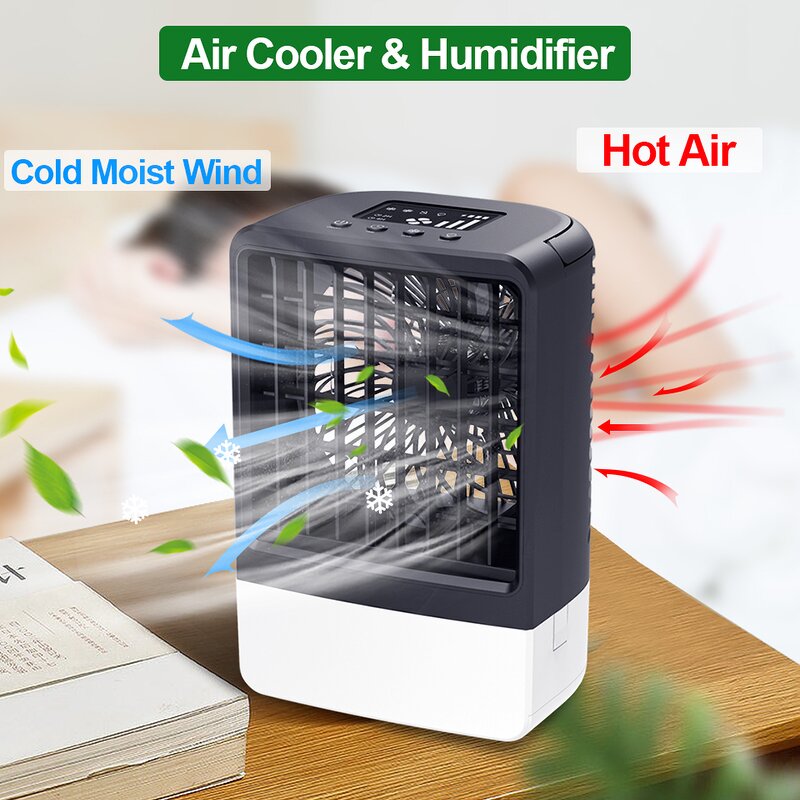 Water Ice Air Cooler - Smart Home Office 500ML 4000mAh USB Portable Mini Fan