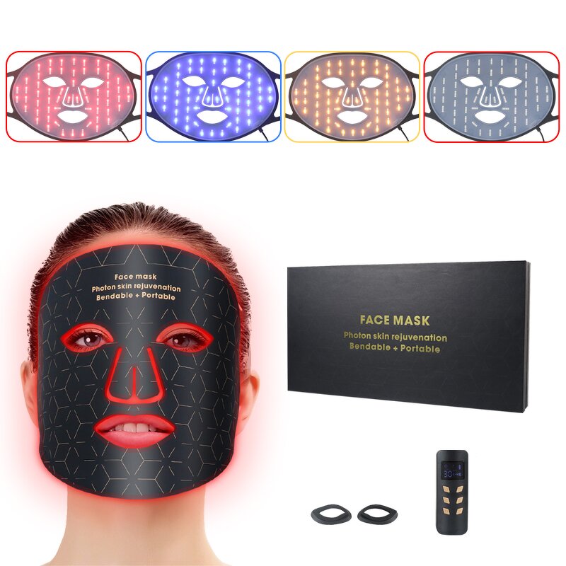 Silicone LED Facial Mask - Portable Red Light Therapy Beauty Face Skin Care Device