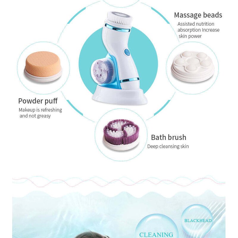Facial Cleansing Brush - 2023 Waterproof Portable Multi-Function Electric Face Tool
