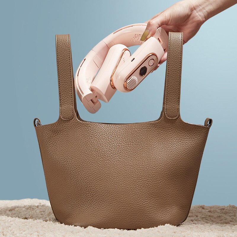 Bladeless Neck Fan - Hanging Foldable USB Rechargeable LED Display Silent Mini Fan