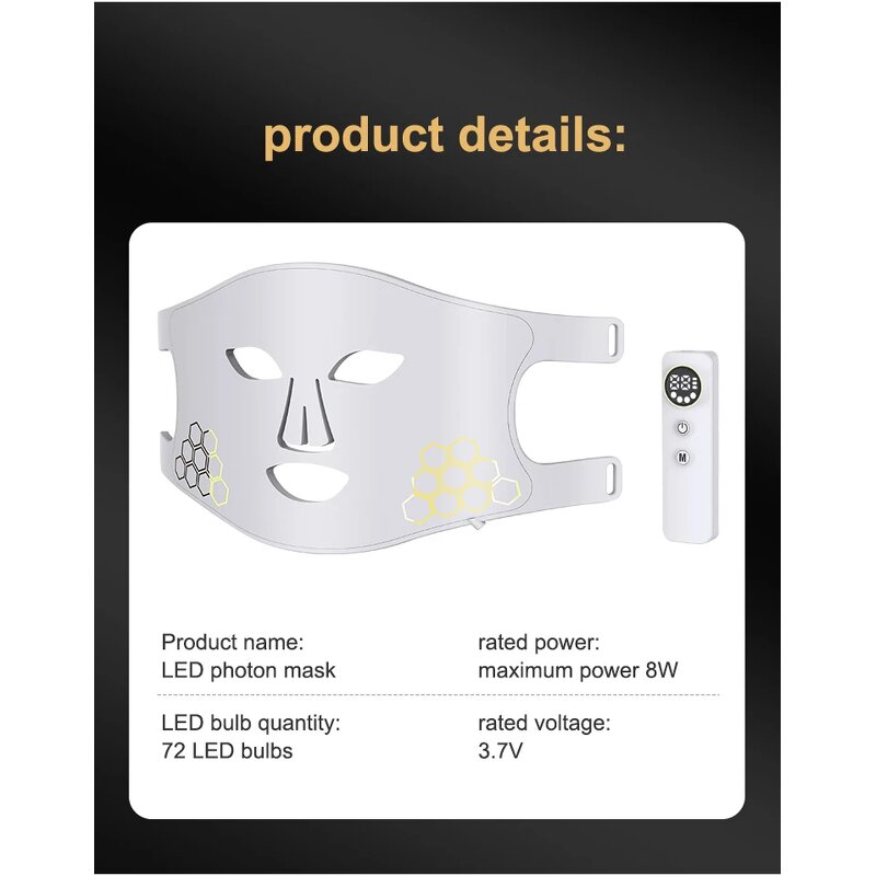 Silicone LED Facial Mask - Classic Wireless Infrared Red Light Flexible Beauty Tool