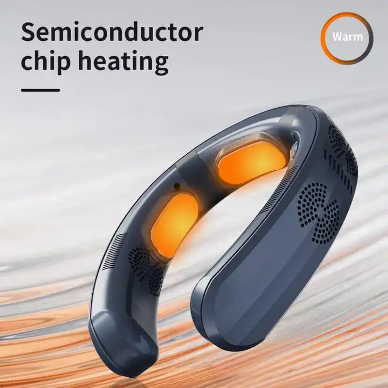 Heated Neck Fan - 6000mAh Portable Hanging Cooling Heating Digital Display USB Tool