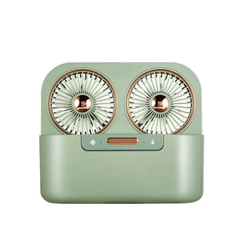 Water Spray Mist Fan - Portable Desktop Dual Motors Retro Tabletop Air Cooler Tool