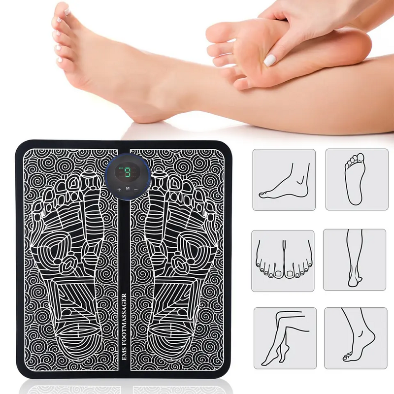 EMS Foot Massager Pad - Electric Vibration Fitness Rechargeable Home Use Massage Tool