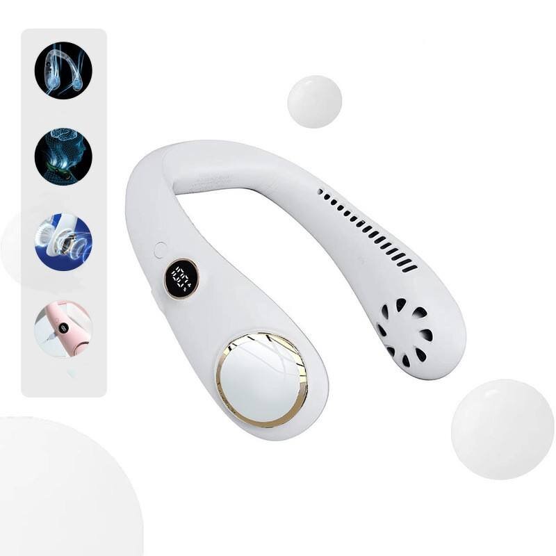 3 Speed Neck Fan - USB Charging Mini Silent Lazy Sports Leafless Electric Fan