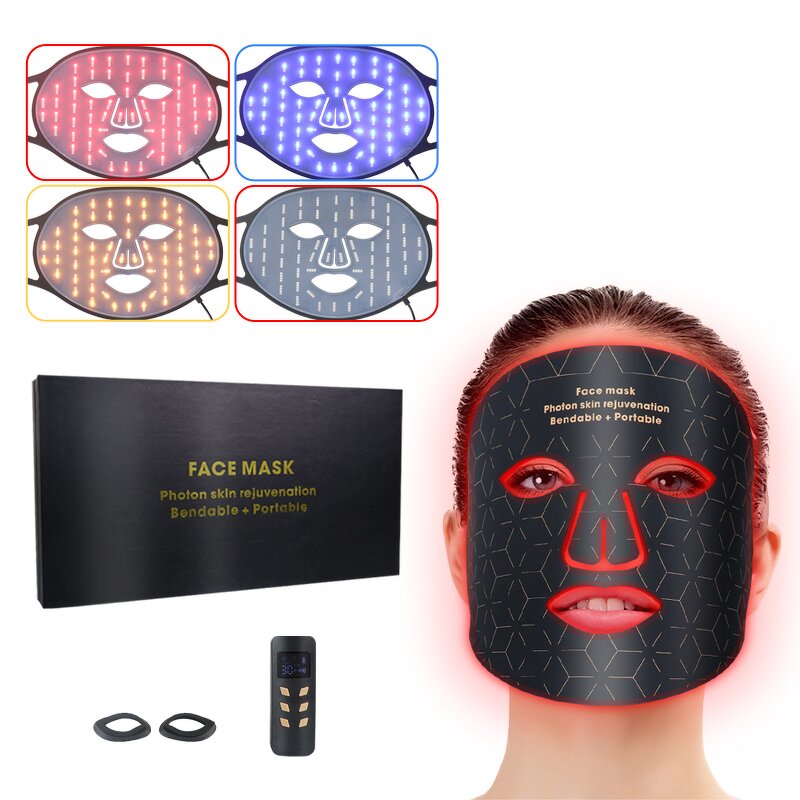 Silicone LED Facial Mask - Professional Red Nir Color Light Therapy Soft Silicone Tool
