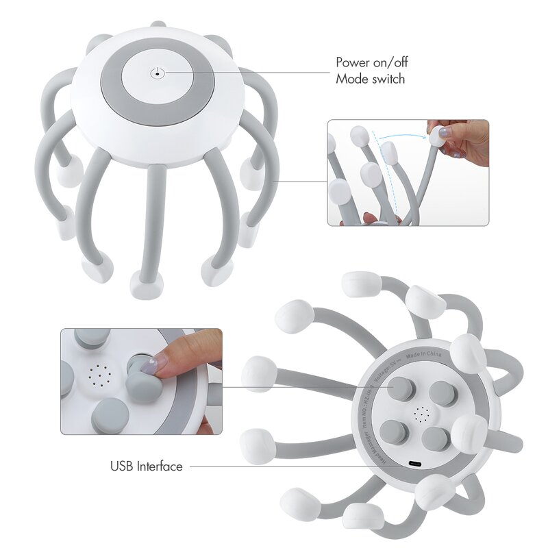 Head Massager Manufacturer - HEZHENG Octopus Wireless Intelligent Relieve Migraine & OEM