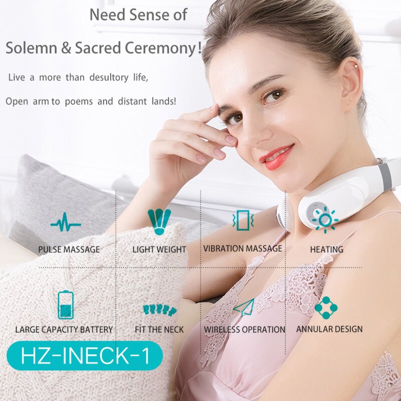 Neck Massager Manufacturer - HEZHENG Wireless Smart Cervical Pain Relief Pulse Heating