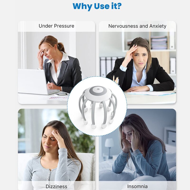 Head Massager Manufacturer - HEZHENG Rechargeable Portable Wireless One-Button Use