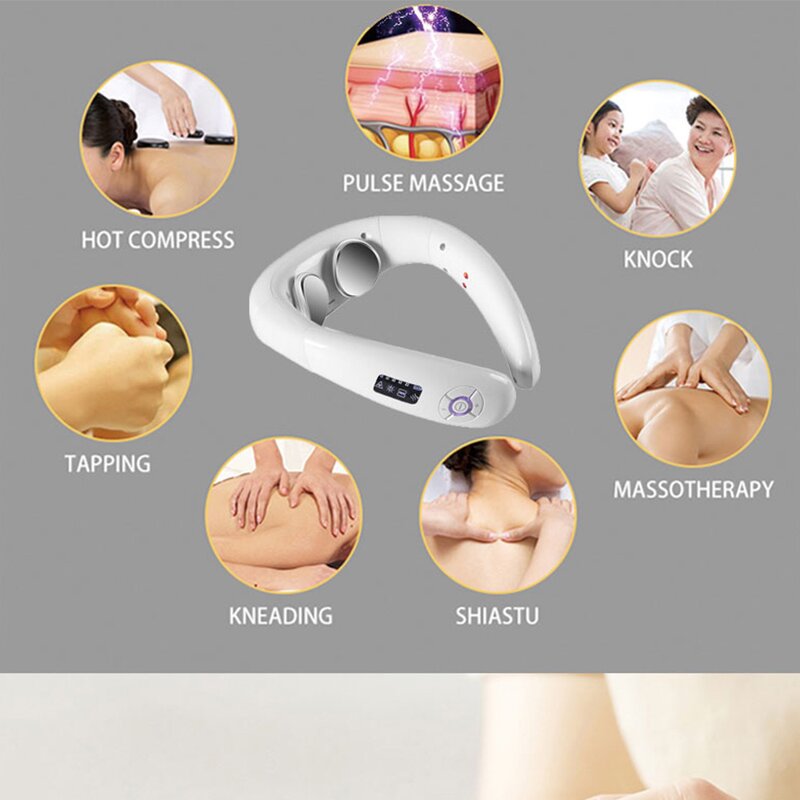 Neck Shoulder Massager Manufacturer - Hezheng White Vibration Hot Moxibustion Pulse