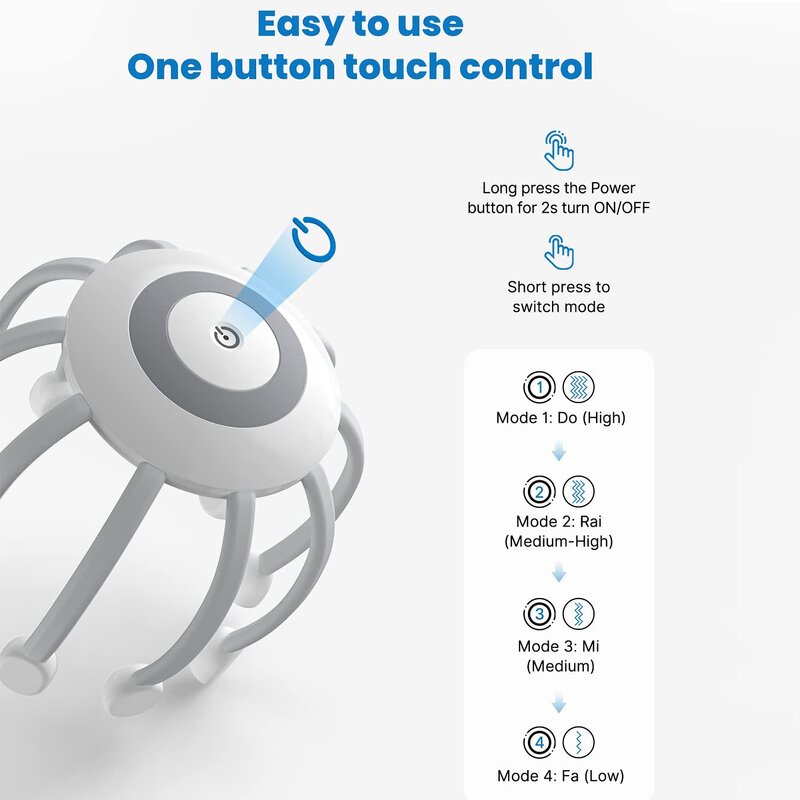 Head Massager Manufacturer - 2026 Smart Relax Improve Sleep Electric Octopus