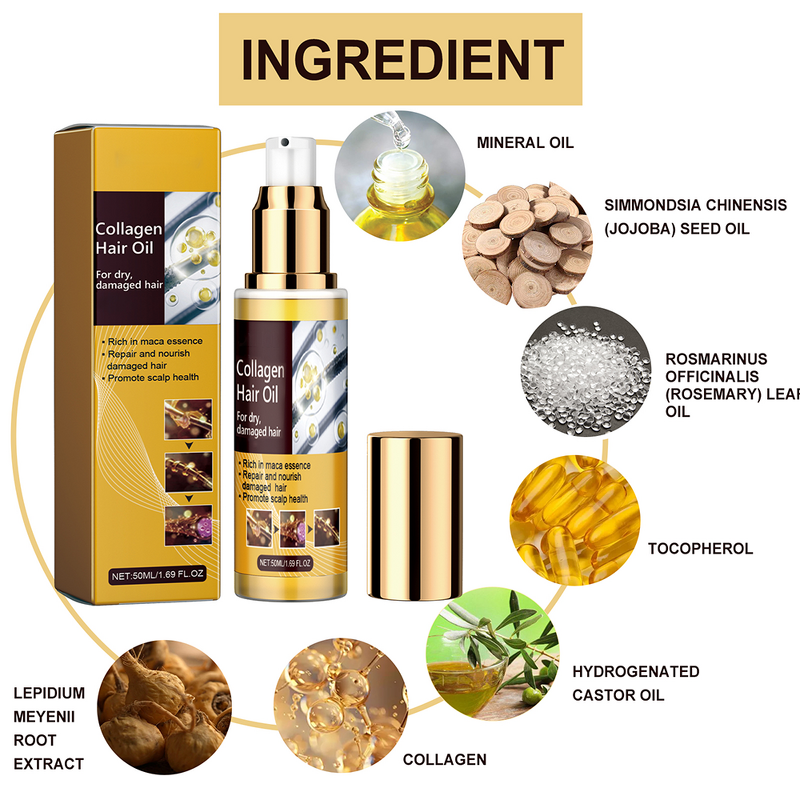 Collagen Hair Oil - Wholesale 50ml Nourishing Improving Hair Quality Women Care