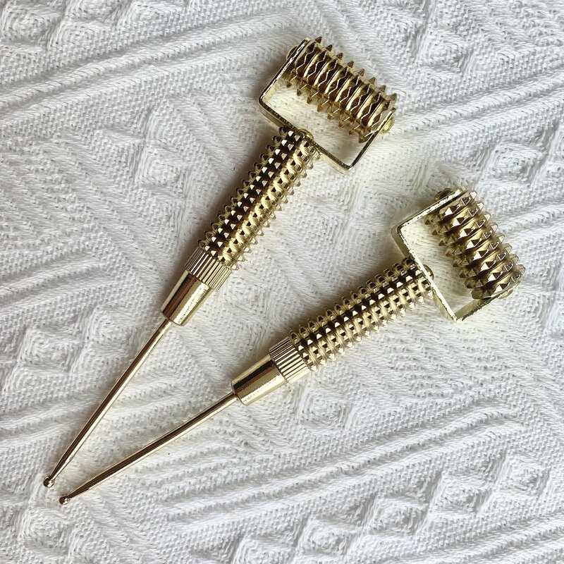 Gold Derma Roller - Stainless Steel Brass Scraping Ear Needle Custom Logo Face