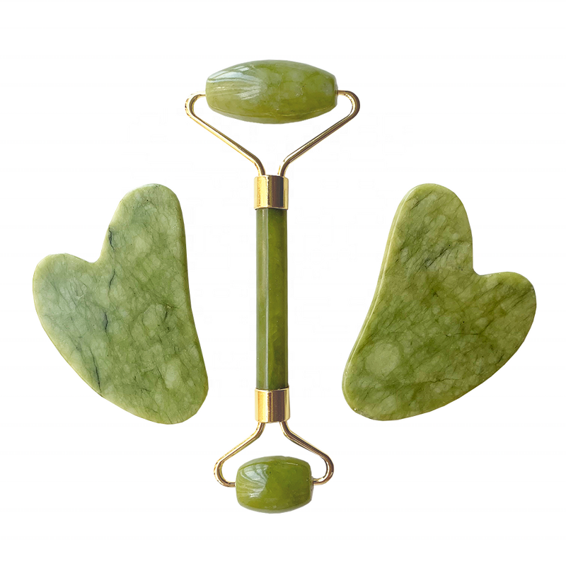 Jade Roller Gua Sha - Hot Sale Green Quartz Reduce Lines Wrinkles Face Massage