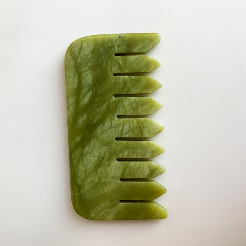 Green Jade Gua Sha Comb - Custom Logo Natural Scraping Massage Hair Home Use