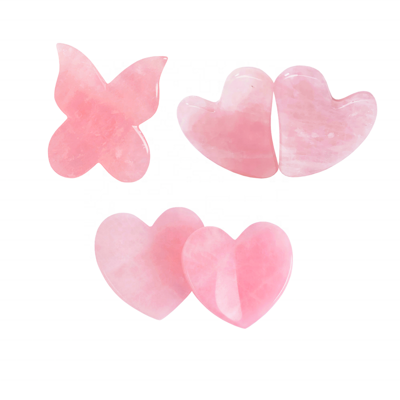 Rose Quartz Gua Sha - Natural Jade Heart Shape Custom Logo Face Massager Tool