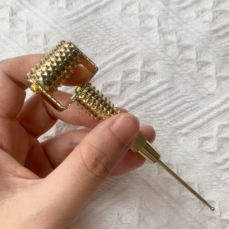 Gold Derma Roller - Stainless Steel Brass Scraping Ear Needle Custom Logo Face