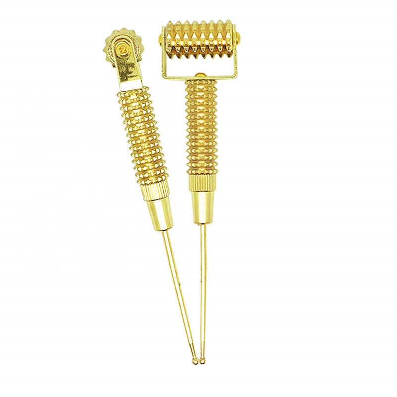 Gold Derma Roller - Stainless Steel Brass Scraping Ear Needle Custom Logo Face