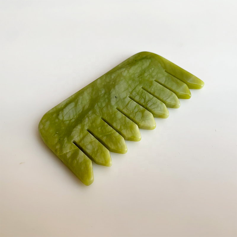 Green Jade Gua Sha Comb - Custom Logo Natural Scraping Massage Hair Home Use