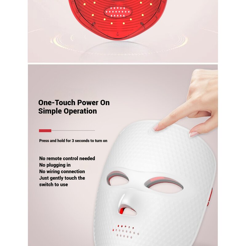 Rechargeable LED Facial Mask - Dropshipping Silicone ABS 7 Color Light Portable Cordless