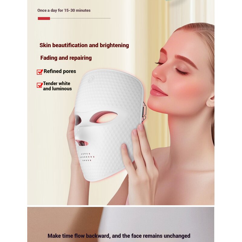 Rechargeable LED Facial Mask - Dropshipping Silicone ABS 7 Color Light Portable Cordless