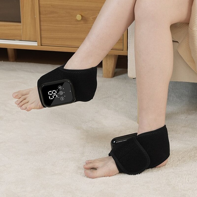 Wireless Ankle Massager - Electric Heated Vibration Belt Feet Pain Relief Plantar Fasciitis