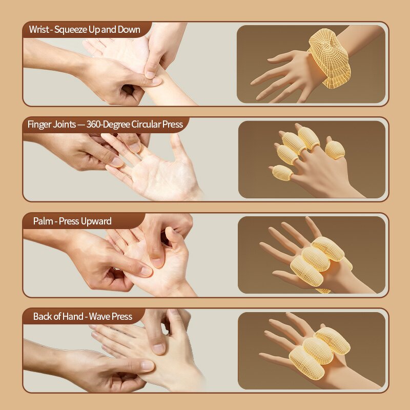 Hand Warmer Massager - Wave-shaped Kneading Airbag USB Tri-color Light Rechargeable