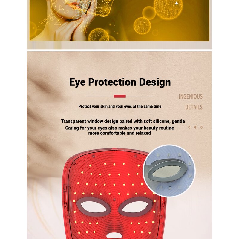 Rechargeable LED Facial Mask - Dropshipping Silicone ABS 7 Color Light Portable Cordless