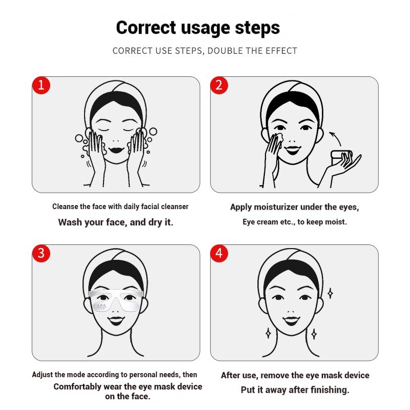 LED Eye Massager - Rechargeable Red Light Therapy Eye Mask Wrinkle Dark Circle Removal