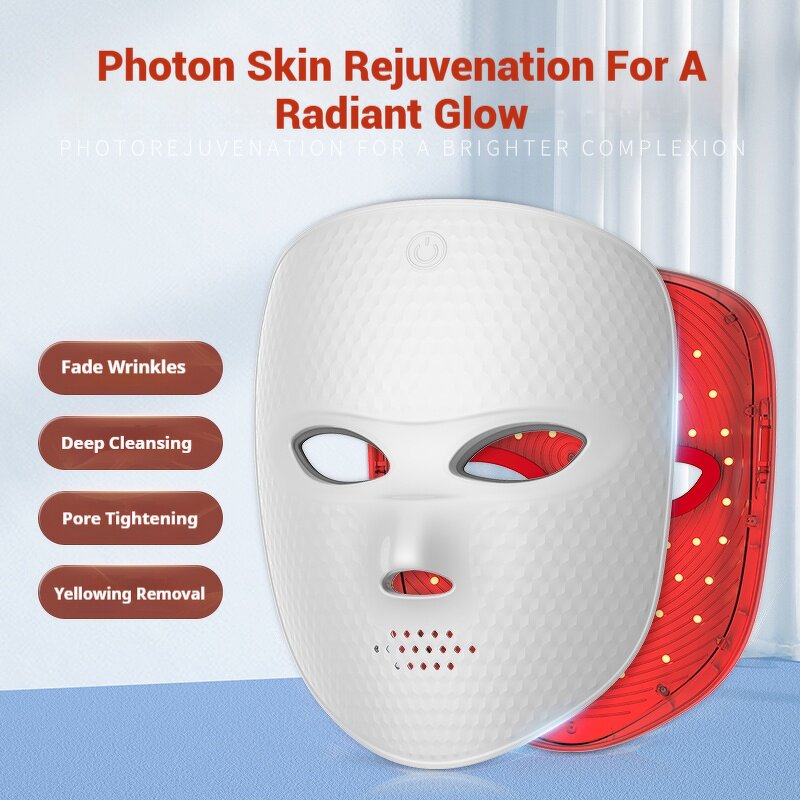 Wireless LED Facial Mask - Red Multi-Color Light SPA Care Skin Care Massager Tool